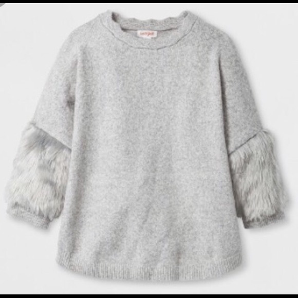 Cat & Jack Other - Cat & Jack Girls Faux Fur Trim Sweater